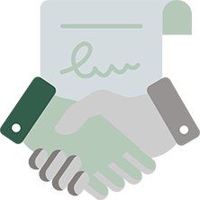 Handshake icon with a signed document, symbolizing the trustworthy and seamless property-selling process offered by Best Texas House Buyers in Dallas, Texas