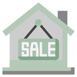 Icon of a house with a sale sign, symbolizing the efficient and cash-based home-selling solutions provided by Best Texas House Buyers in Dallas, Texas