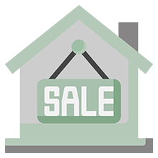 Icon of a house with a sale sign, symbolizing the efficient and cash-based home-selling solutions provided by Best Texas House Buyers in Dallas, Texas