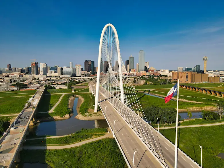 Margaret Hunt Hill Bridge in Dallas symbolizing the local market for homeowners looking to sell their house fast for cash with Best Texas House Buyers.