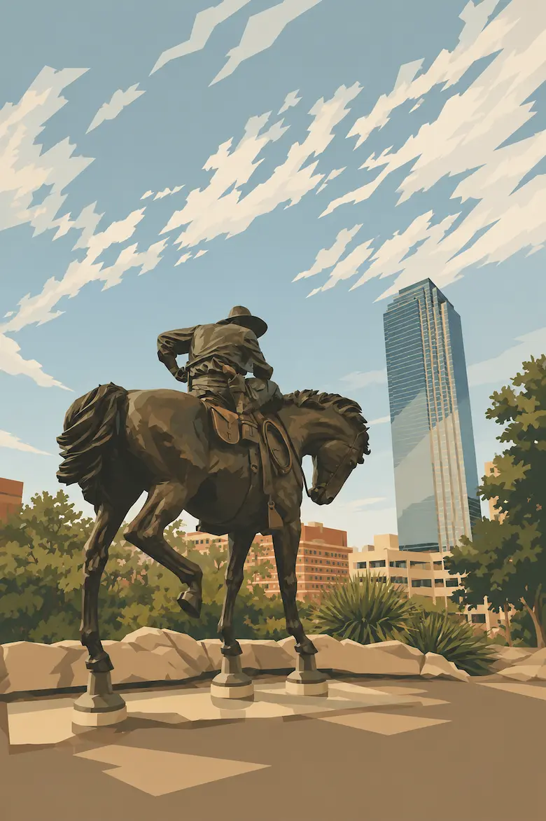 Famous cowboy statue in Dallas Texas representing the local community where homeowners can sell their house fast for cash to Best Texas House Buyers