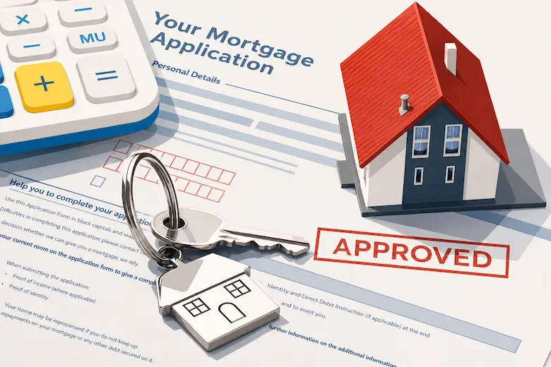 House keys and calculator on a mortgage application representing homeowners comparing the financial benefits of refinancing versus selling their house for cash in Dallas Texas
